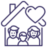 A line drawing of a family with a child and two adults, symbolising the joy of UK adoption.